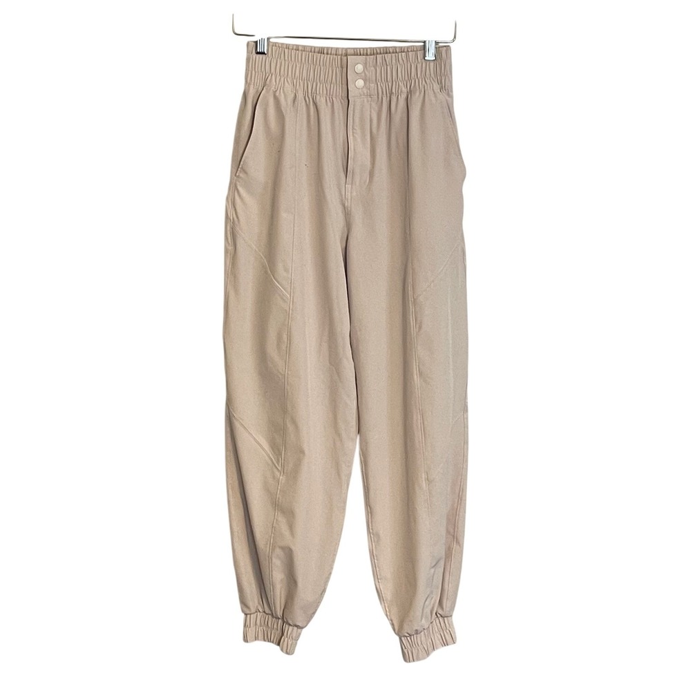 Abercrombie Fitch Women Beige Jogger Pants Elastic Waist Size S Athleisure